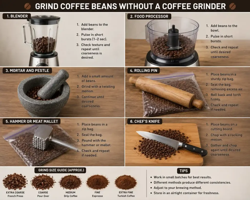 How to Grind Coffee Beans Without a Coffee Grinder
