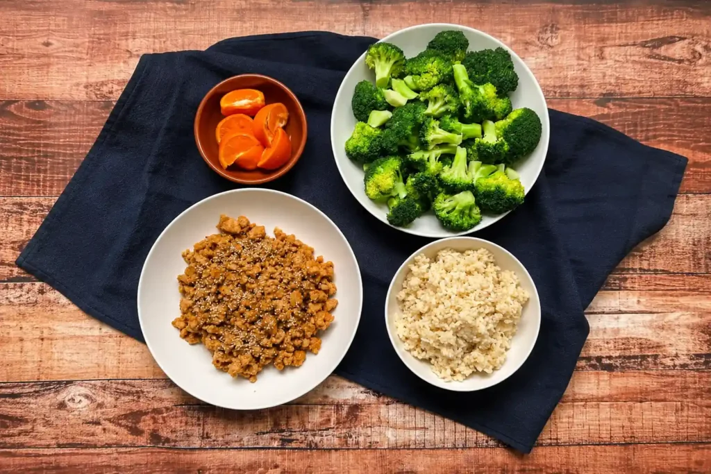 Orange Ground Chicken Rice Bowls