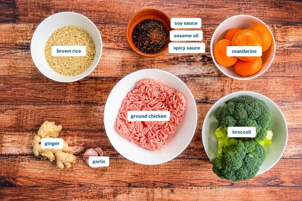 Orange Ground Chicken Rice Bowls